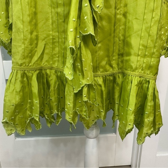 Blumarine Silk Lime Green Long Sleeve Dress SZ 40 Italian/US 4 Feminine Fairy - Picture 7 of 13